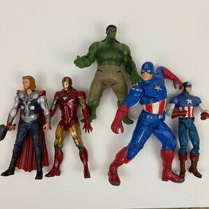 Marvel Avengers Action Figure Hulk Thor Iron Man Captain America Toy Lot of 5